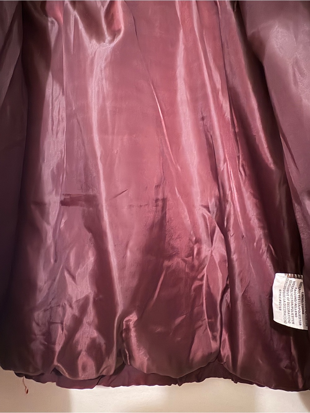 Women's Burgundy Puffer Jacket - Crop Winter Coat - Picture 4 of 8